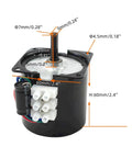 60KTYZ Permanent Magnet Synchronous Gear Motor 24V AC 14W 30 RPM CW CCW Mini Gearbox with dimensions labeled