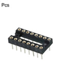 DIP IC Socket Adapter Round Pin 16P 2.54mm Pitch for PCB Board Chips Dual Row Plug and Play Durable Plastic Metal 6 Pack