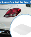 White Rear Bumper Tow Hook Eye Hole Cover Cap For Mercedes-Benz C300 2015-2020 showing fitment location on car