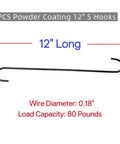 Twenty Eight Pack Badass Twelve Inch Wire S Hooks Engineered For Heavy Duty Powder Coating And Spray Painting Jobs While Keeping Your Shop Gear Tidy And Secure, with 0.18" diameter.