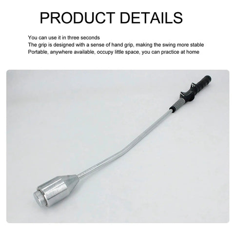 Steel Chromic Plated Golf Swing Trainer Stick For Right Hand Golfers, Portable Swing Speed Training System With Rubber Grip