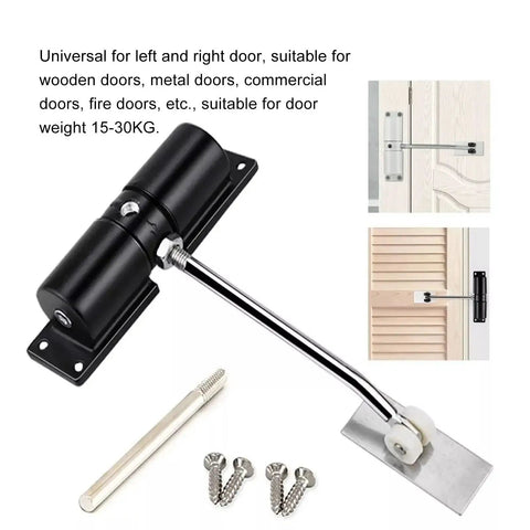 Automatic Door Closer Quiet Aluminum Alloy Self Closing Mechanism Spring, Heavy Duty 20-40Kg Doors, Up To 39 Inch Wide