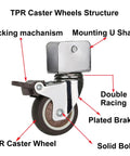 4 Pack 2 Inch Caster Wheels With Three Quarter Inch U Bracket Set Of Four Quiet TPR Casters For Cribs Dressers And Cabinets 300 Lb Capacity