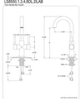 Technical diagram of Concord Bar Faucet In Brushed Nickel, Easy Deck-Mount Single-Hole Install, dimensions, and components.