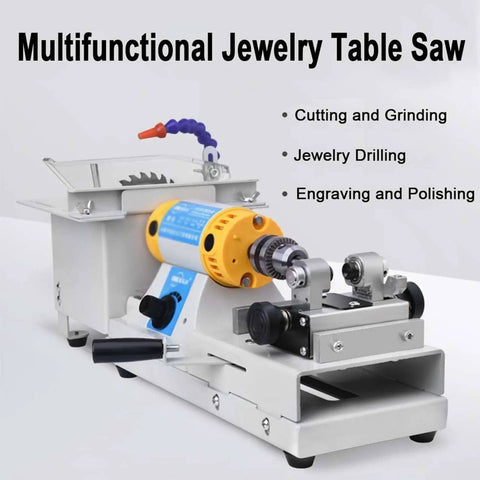 750W 3-In-1 Jewelry Buffing Polisher Grinder For DIY Gem Setting And Stone Work, Bench Lathe Drilling Grinding Machine displayed