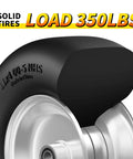 Flat Free 11x4.00-5 Lawn Mower Tire And Wheel Set For Zero Turn Mowers, solid polyurethane, side view showing load capacity.