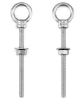 Front view of Stainless Steel Eye Bolts Heavy Duty 25 Pack 1/4 By 3 Inch Marine Grade Threaded Eyebolts With Nuts And Washers For Lifting.