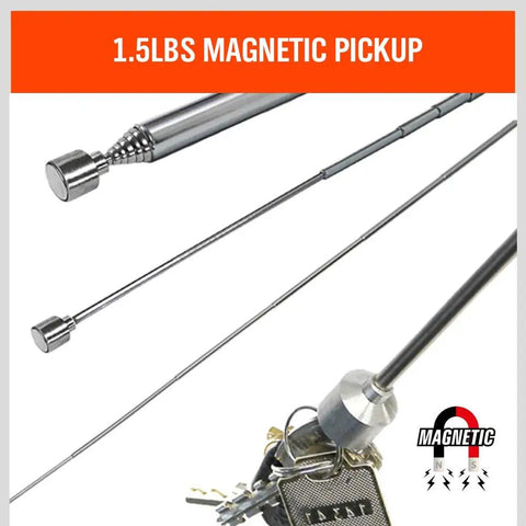Magnetic pickup tool lifting keys, silver rod design, suitable for retrieving small metal objects.