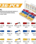 Huge 236PCS Insulated Wire Electrical Connector Assortment Kit With Butt Spade Ring Fast Disconnect Terminals And Crimping Tools For Any Wiring Rig Or Auto Project Needs, plastic case