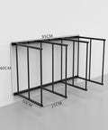 Heavy Duty Portable Cardboard Box Storage Rack And Bulk Packaging Organizer With No Sweat Setup, steel frame dimensions shown.
