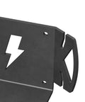 Built Tough Ford Boxlink Hitch Holder for Truck Bed 2 Inch Receiver Bracket showing steel design and lightning cutout detail.