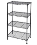 4 Tier Storage Racks Shelving System With Adjustable Wire Shelves, Heavy Steel Construction Built For Garage, Kitchen, Bathroom Or Office, Maximizes Space, Black Finish, Durable Steel Frame, Easy Assembly, Dimensions 20 W X 12 D X 32 H