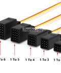 RC JR Style Servo Splitter Cable 1 Male To 2 3 4 5 6 Female Y Harness Leads shown in fan-out layout