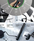 Close-up of 42-In-1 Electric Precision Screwdriver Kit With 40 Magnetic Bits showing charging and usage on electronics.