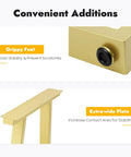 Close-up of 2 Pack Gold Trapezoid Metal Table Legs Beefy Heavy Duty Full Welded Furniture Legs With Non Slip Pads 440.92 Lbs Load Per Leg
