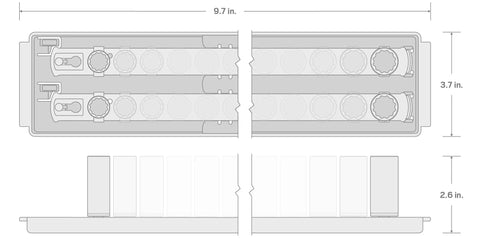 Diagram of Do It All 1/4 Inch Drive 12 Point Socket Set With Rails And Tray, 22 Piece Kit dimensions and layout