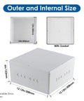 Heavy Duty Waterproof Junction Box With Pre Punched Cutouts For Outdoor Wiring Hassle Free Setup Plastic Electrical Enclosure size 12x12x6 inches.