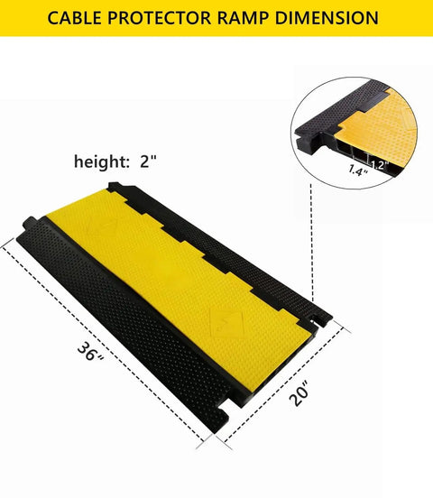 Tough As Nails Rubber Cable Protector Ramp Five Channel Wire Cover 36 Inches Long 22000 Lbs Load Capacity Indoor Outdoor Floor Safety And Clutter Free Cord Routing Mat