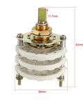 3 Pole 4 Position Rotary Switch With Knob Band Selector, 3 Deck, 15 Contacts, Panel Mount, 9.7mm Hole, 6mm Shaft, 11.7mm Length