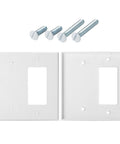 2-Gang Decorator And Blank Wall Plate White With Screws, Heavy-Duty Unbreakable Plastic Cover For Home And Office, DIY