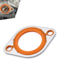 Heavy Duty Thermostat Water Neck Housing Gasket With 1/8 Inch Alloy Carrier And Silicone Seal Spacer For Chevy SBC BBC V8 Engines 265 To 500 CID visible in direct view