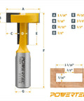 Heavy Duty T Track Router Bits Carbide Tipped Set Of Two With One Half Inch Shank And One And One Sixteenth Inch Diameter dimensions and features.