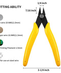 Micro flush cutter with yellow handles and diagonal cutting jaws, 5 inches long, front view.