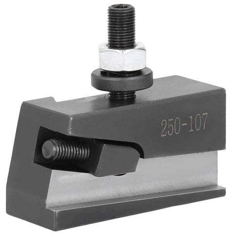 250 107 Quick Changing Tool Post Holder Built Tough For CNC Lathes High Carbon Steel Machining Fixture For Metalworking Heavy Duty Lathe Accessory High Strength Industrial Grade shown front view