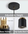 Modern Cylindrical Pendant Chandelier Black Finish With Vintage Farmhouse Vibe showing adjustable height and brass holder