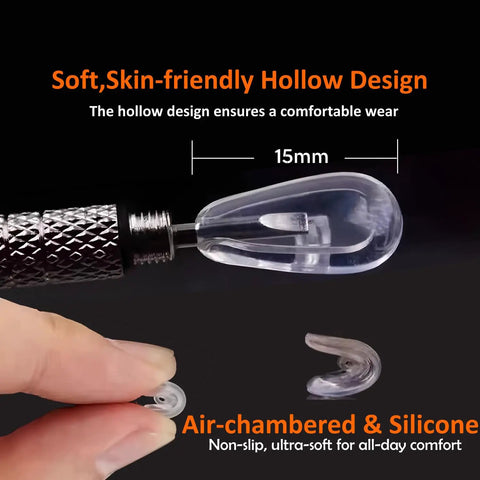 All In One Eyeglasses Nose Pads Replacement Kit With 5 Pairs Air Chamber Silicone Nose Pads shown in close-up view