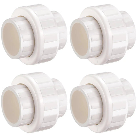 2 Inch PVC Union Pipe Fitting Socket To Socket, 4 Pack Built Tough Heavy Duty DIY Schedule 40 Coupling Adapter for piping projects.