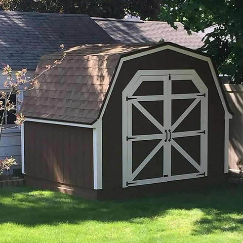 Wooden shed with barn doors using Heavy Duty 6 Inch T Strap Hinges For Barn Doors Gates Sheds And Wooden Fences, Rustproof Galvanized Tee Hinge Set