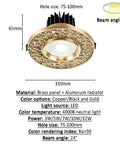 Pack Of 10 Premium Led Recessed Downlights Boasting Rock Solid Die Cast Brass Build And Sleek Gold Baffle Trim CRI 90 Anti Glare Spotlights 110mm diameter with decorative brass design and LED source.