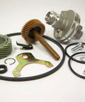700R4 TH350 Speedometer Gear Kit With 15 Tooth Drive Gear And 39 Tooth Driven Gear, housing, seals, and hardware displayed