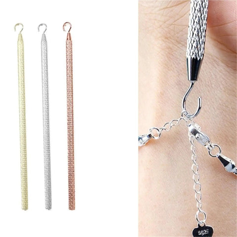 One Hand Bracelet Helper Kit With 10 Jewelry Plier Clips For DIY Necklace And Watch Clasps And Closures Making Supplies Designed To Help You Secure Bracelets Solo In Silver, silver one-handed bracelet helper clips