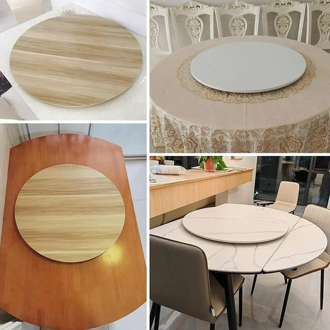 Large Wooden Lazy Susan Turntable For Dining Table Tops Round Rotating Serving Tray 40 Inch Diameter Light Walnut Finish