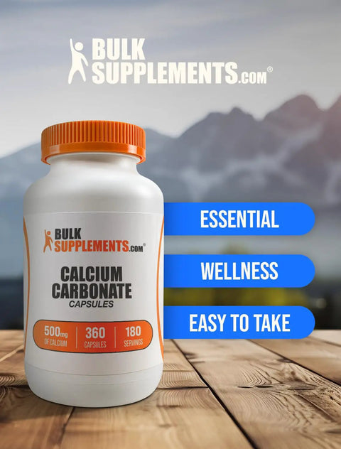 Calcium Carbonate Capsules 500mg Calcium Supplement Gluten Free 360 Count Pack For Strong Bones And Teeth Support bottle