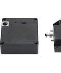 Seamless NFC Electronic Drawer Lock With Discreet Invisible Cabinet Mount, black unit with bolt, designed for secure storage.