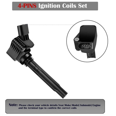 Close-up of ignition coil from Set Of 4 Ignition Coil Packs Fits VW Passat Beetle Jetta GTI Golf Audi A3 A4 1.8L And 2.0L Engines