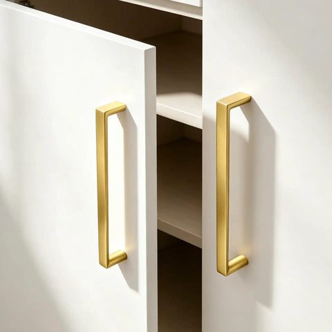 Ten Pack Brass Gold Solid Square Cabinet Pulls And Drawer Handles For Kitchen Cabinets Cupboards And Dressers Three And Three Quarters Inch Length