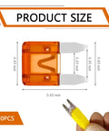 Hella Reliable 120 Piece Mini Blade Automotive Fuse Assortment Kit With Bright Color Coding And Ultra Heavy Duty Connector Clips For Cars Trucks Vans And Suvs size and dimensions of an orange mini fuse