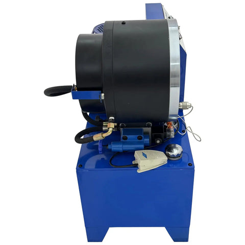 Heavy Duty Electric Hydraulic Hose Crimping Machine For Steel And Rubber Tubes 0.2 To 4 Inch Range 14 Die Sets Included side view.