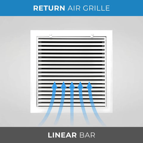 Aluminum Return Air Grille 24 By 24 Inches For 1 Inch Filters With Easy Airflow And Linear Bar Design Outer Dimensions 26.5 By 26.5 Inches