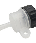 Universal Motorcycle Brake Fluid Reservoir Cap For Master Cylinder Tank Fits Honda CBR CRF, translucent with black cap.