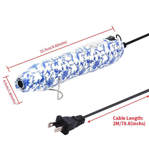 Dope Resin Heat Gun 300W With 6.6Ft Cable For Crafts And DIY Projects, multi-purpose blue patterned heating nozzle with power cord