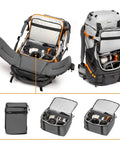 PhotoSport Pro 55L Camera Backpack With Front And Rear Access For DSLR And Mirrorless, multiple views and removable insert