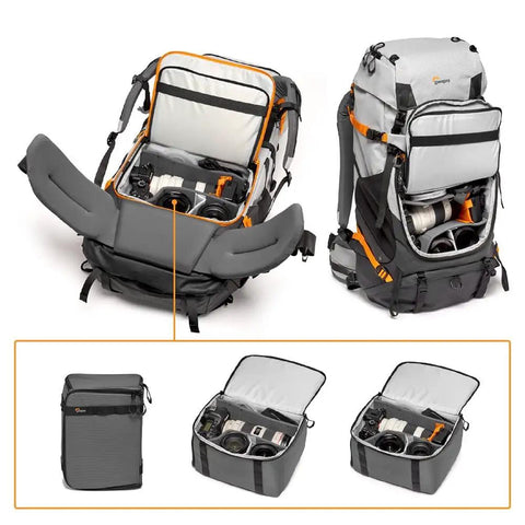 PhotoSport Pro 55L Camera Backpack With Front And Rear Access For DSLR And Mirrorless, multiple views and removable insert