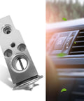 Universal Car A C Expansion Valve Replacement Durable Metal Valve For Most Vehicles Silver Finish Easy Install shown