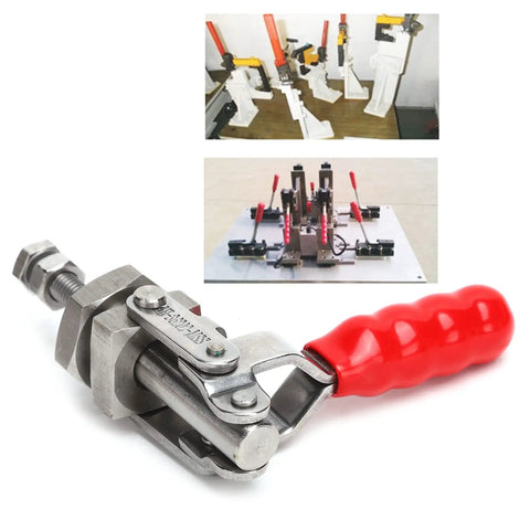 Stainless Steel Toggle Clamp With 220.5Lb Holding Power, Push Pull Clamp For Woodworking, Fixture Setup, Home Decor Projects, And Equipment Installations, Heavy Duty Grip, Arrow Storage Case Included, red handle