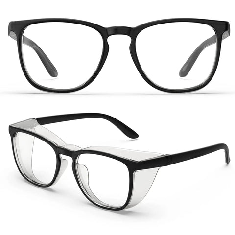 Anti Fog Anti Scratch Safety Glasses With Side Shields For Men And Women Black Protective Eyewear High Comfort Fit Clear Lenses ANSI Z87.1 Certified